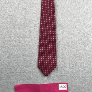 Brooks Brothers Makers Silk Tie Necktie Red Navy Geometric Squares Made In USA